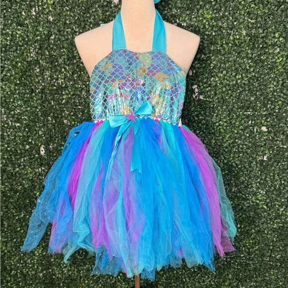 The Little Mermaid Costume Dress & Tiara Kids Size 7-8 NWOT Princess Outfit - Picture 2 of 11